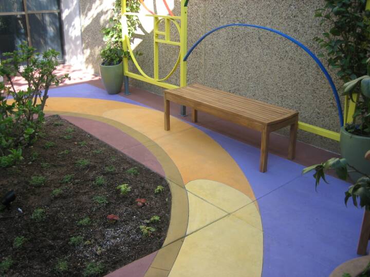 colorful concrete atrium